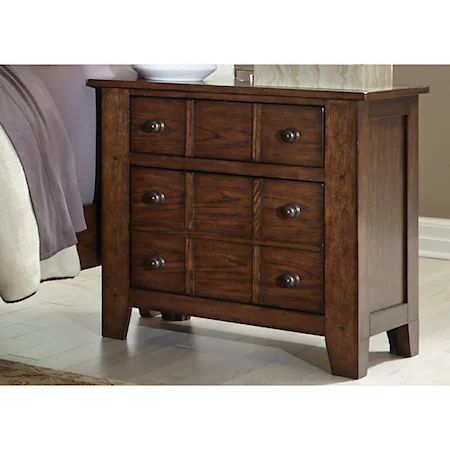 Drawer Night Stand with Wood and Peg Accents